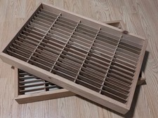 Vintage Napa Valley Box Co Wood 80 Slot Cassette Tape Storage Wall Rack Set Of 2