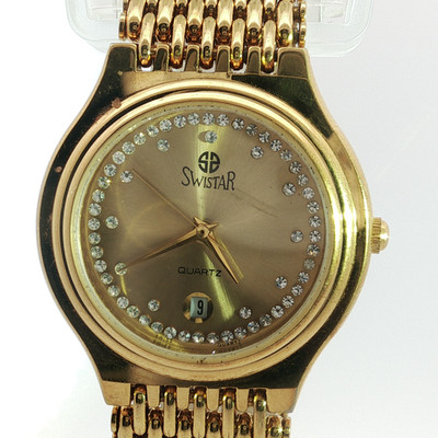 Swistar Swiss Quartz 18K Gold Electroplated 32mm Damenuhr / Herrenuhr UN-0776