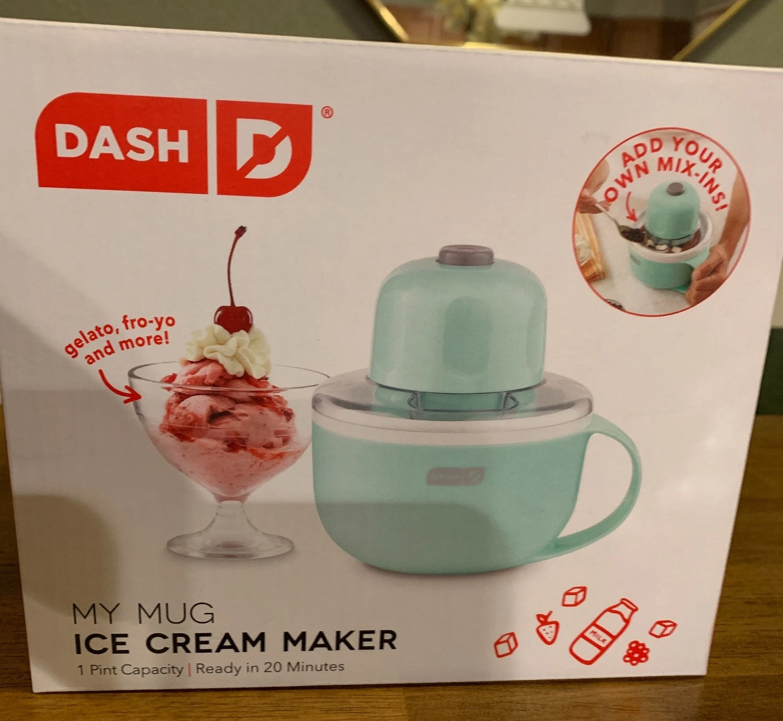 Dash My Mug Ice Cream Maker 1 Pint Capacity NEW IN BOX