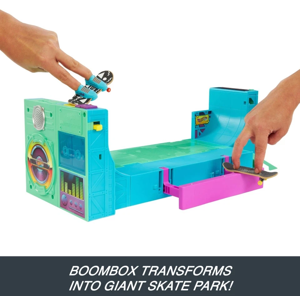 Hot Wheels Boom Box Skate Park Juego con 1 Exclusivo Diapasón Zapatos de Skate Foto 3 de 4