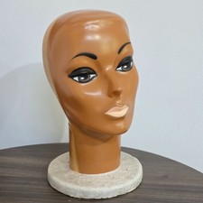 Vintage 60's Mannequin Styrofoam Plastic Head Wig Stand Display Art Deco Brown
