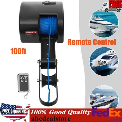 35 Lbs Boat Saltwater Electric Anchor Winch With Wireless Remote Control Black
