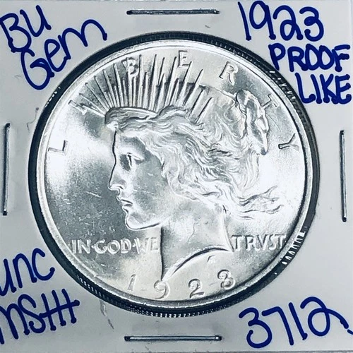 1923 BU UNCIRCULATED SILVER PEACE DOLLAR AUTHENTIC U.S. MINT FREE SHIPPING 3712