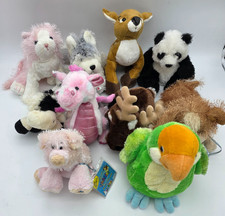 Ganz Webkinz Lot X10 Plush Wolf Panda Pig Parrott Cat Reindeer Dog Dragon Animal