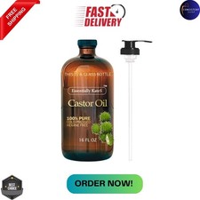 Cold-Pressed Organic Castor Oil in Glass Bottle - 16 Fl Oz - 100 Pure and Natur