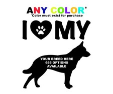 I Love My Dog Decal   Choose From 655 Dog Breed Silhouettes