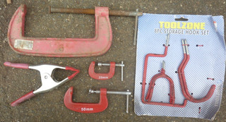 Job Lot of Clamps & Storage Hooks Carpentry Workshop Tools