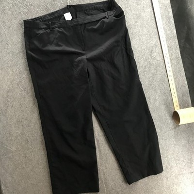 Kate Hill Womens 18W Career Casual Trouser Pants in Black 100% Wool Flat Front