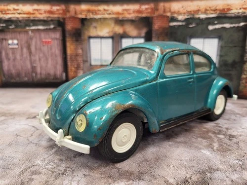 Vintage Pressed Metal Tonka Teal Green Aqua Volkswagen Beetle Bug Car VW  #52680