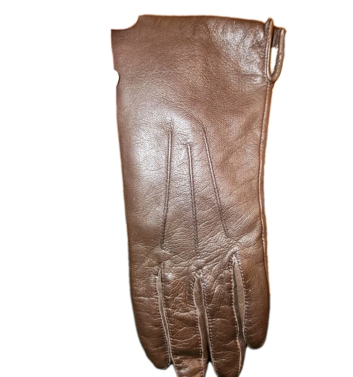Vintage Fownes Brown Leather Gloves Womens M Acrylic Lined Winter