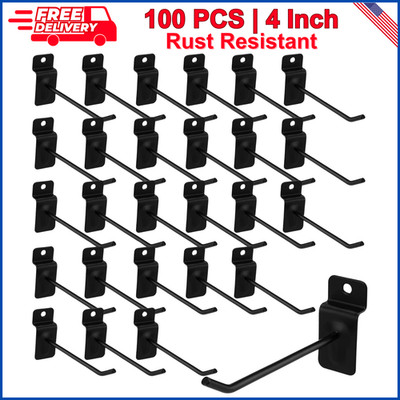 100 PCS 4'' Slatwall Hooks, Slat Wall Gridwall Panel Slat Wall Hooks Slot Board