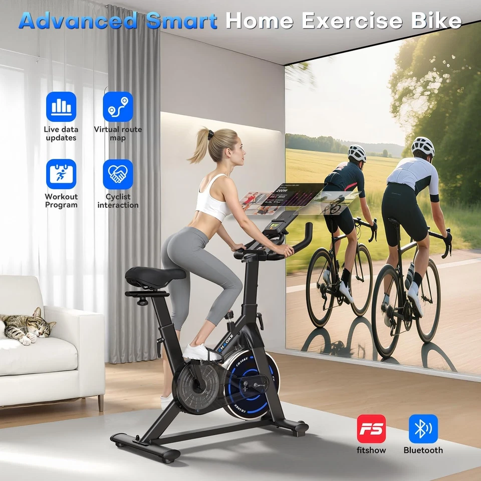 Cyclette Professionale con Display LCD, Sedile Ergonomico e Supporto Tablet, APP - Immagine 2 di 4