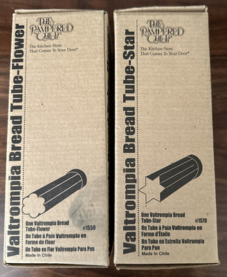 The Pampered Chef Valtrompia Bread Tubes Star and Flower - Set of 2 New In Box
