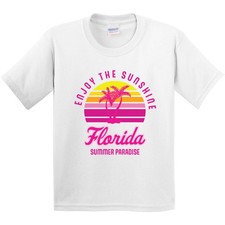 Inktastic Enjoy The Sunshine Florida Summer Paradise Youth T-Shirt Palm Trees