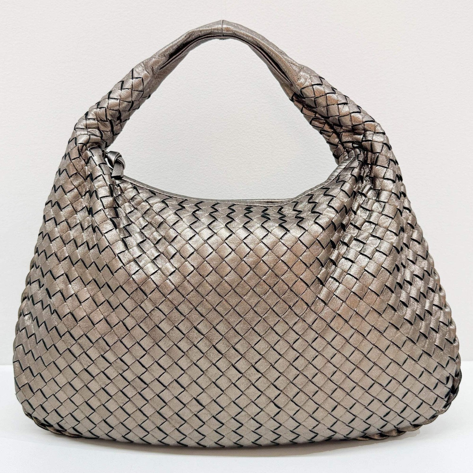 BOTTEGA VENETA Intrecciato Metallic Tin Gold Leather Shoulder Bag thumbnail 5