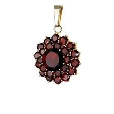 Ciondolo catena granato lavorazione orafa 14 kt oro giallo 585 grande sole 3188