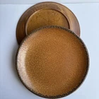 2 McCoy Plates Canyon Mesa Pottery Stoneware 10 1/2" Plate Rustic Brown Vtg USA