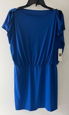 Laundry By Design Dress Size 2 Blue Slip-Over Lined Sleeveless Open Shoulder
