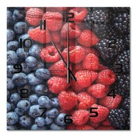 Glasuhr Mit FließEnden Zeigern Aus Glas Waldbeeren Schwarze Zeiger 60X60 Cm
