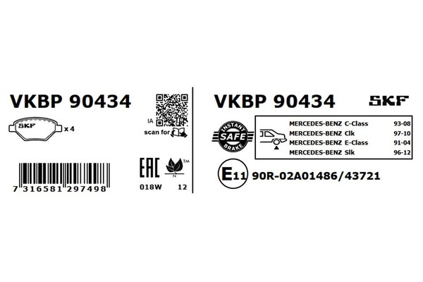 SKF Bremsbelagsatz, Scheibenbremse Hinterachse U.A. FüR Chrysler, MERCEDES-BENZ-image