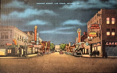 #ad #ad Vintage Las Vegas NV Fremont Street Night Neon Casino Hotel Apache Postcard $11.99