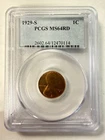 1929-S 1C WHEAT PENNY MS 64 RD US COIN PCGS #12470114