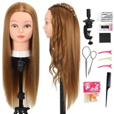 Mannequin Head with 80 Human Hair - Straight, 26"-28" Doll Head for Cosmetol...