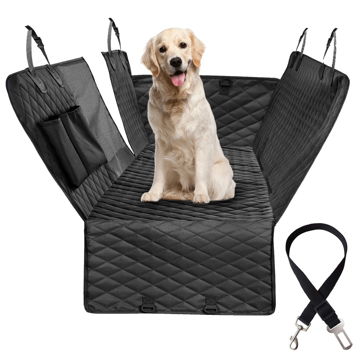 Dog Car Back Seat Cover Waterproof Nonslip Hammock w/ Side Flaps