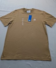 New Men's Adidas Originals Trefoil Essentials Tee Shirt Sz Medium Mens Tan