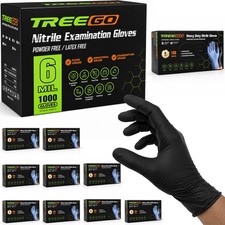 TREEGO Black Disposable Nitrile Gloves, 6 Mil, Large, 1000 Count 1000 Black