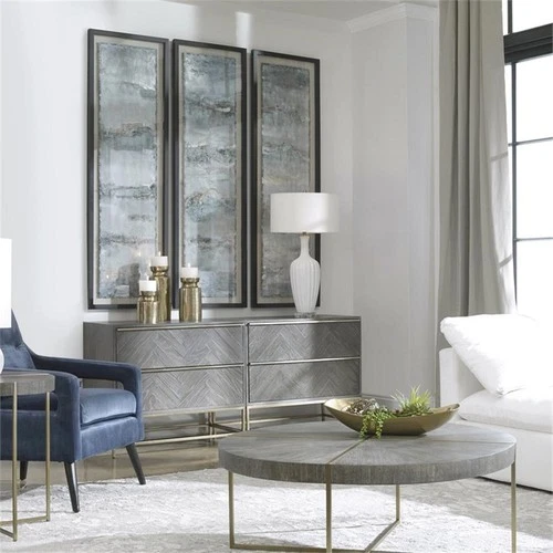 Uttermost Ocean Swell Iron MDF Framed Prints - Black/Blue/Gold/Silver (Set of 3) - Picture 7 of 8