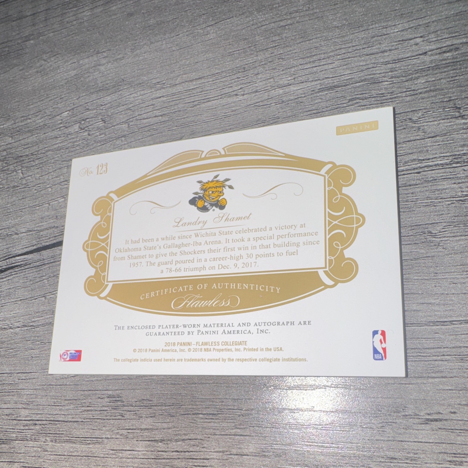 Panini 2018-19 Flawless Collegiate Landry Shamet RPA Ruby /20 #123 Patch Auto view 7