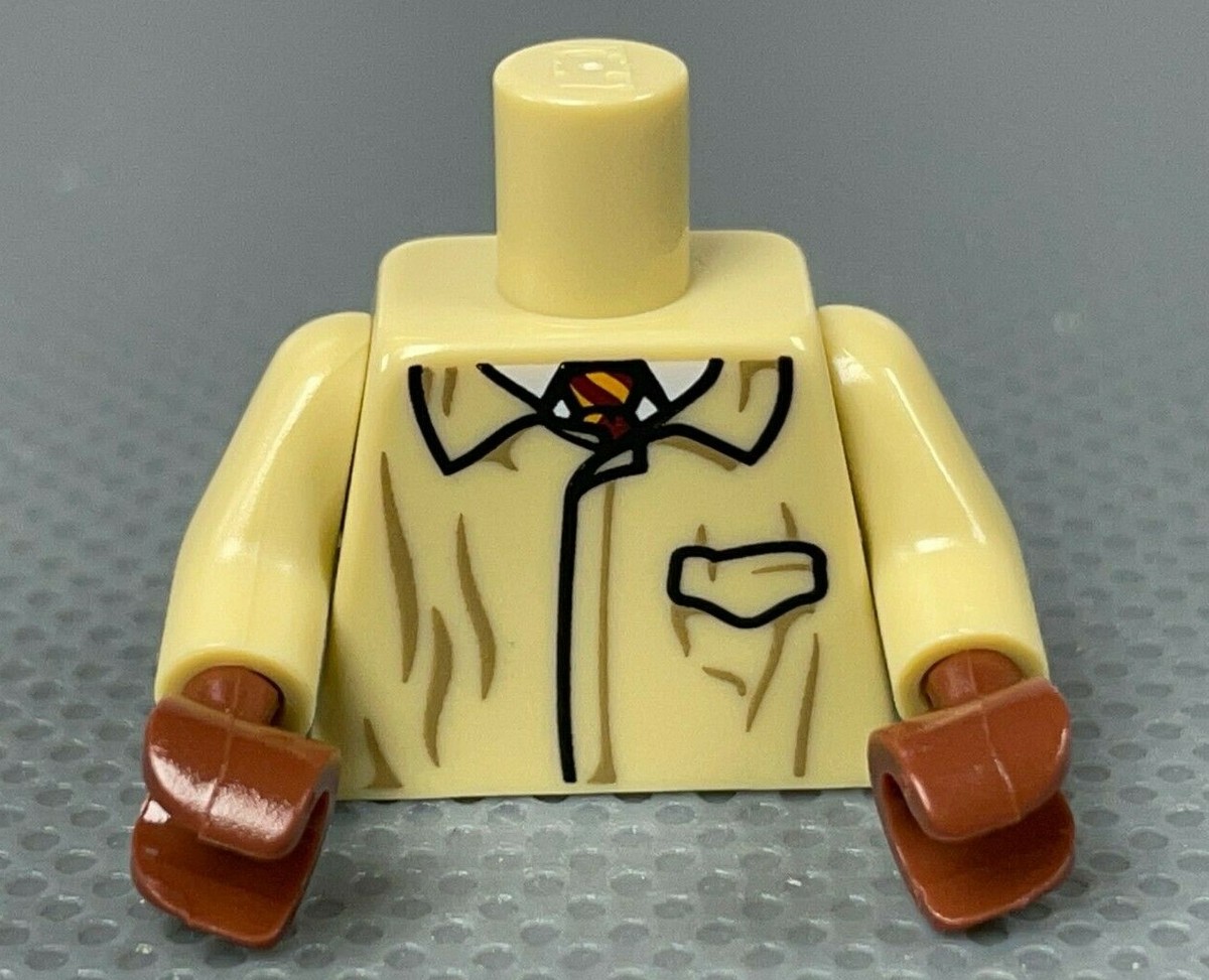 LEGO Minifigure Torso Tan Closed Jacket with Pocket Wrinkles Dark