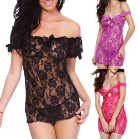 Sexy Women&lsquo;s Lace Lingerie Babydoll Chemise Lady Mesh Sheer Nightwear Taddy Gift