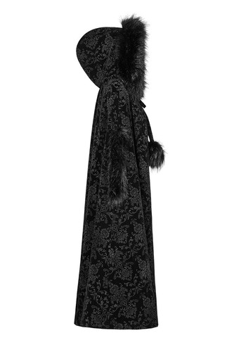 RAVE Women's Gothic Gorgeous Winter Hooded Cloak Victorian Black Long Coat Cape - Picture 8 of 12