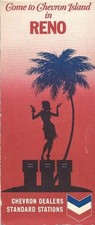 1969 CHEVRON Hula Girl Gas Pump Road Map RENO Nevada Lake Tahoe Sparks
