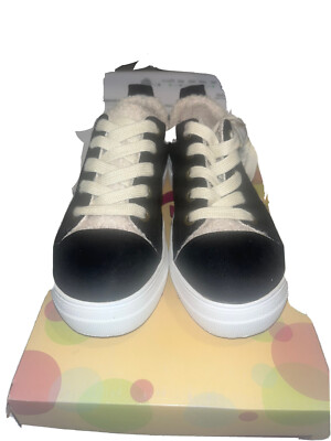 Soda Womens Endear-G Platform Sneakers Black Faux Suede Fur