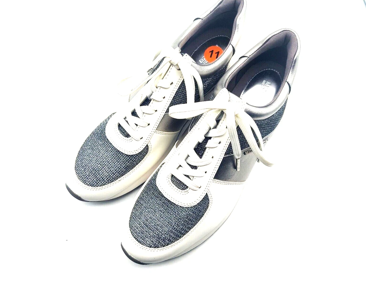 Womens Michael Kors Glitter Chain Mesh Sneakers White Silver Size 11M