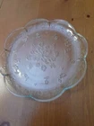 Vintage Anchor Hocking 12" Savannah Clear Round Glass Floral Pattern Plater