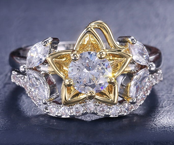 STAR JEWELRY Bridal ring 60%OFF ♯10/♯15 Solid Gold Bridal Band Star Emblem Band Star Shaped Gold Band Gold