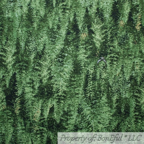 BonEful FABRIC FQ Cotton Quilt Tan Brown Green Holiday Xmas Tree Pine Cone Cabin - Picture 14 of 15