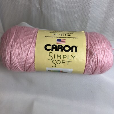Caron Simply Soft Yarn skein Soft Pink #9719 Med Weight Made in USA 6 Oz