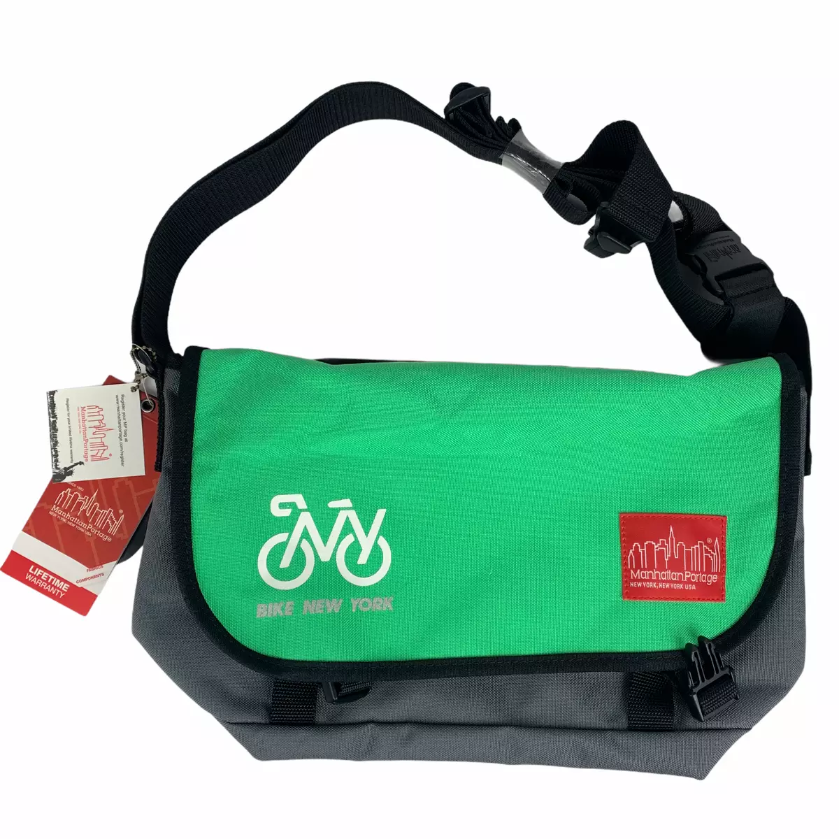 NEW Manhattan Portage Bike New York Straphanger Messenger Bag Green Grey BIKENY
