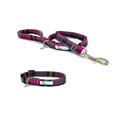 Pink Tartan Dog Collar and Optional Matching Lead Set - Main Image