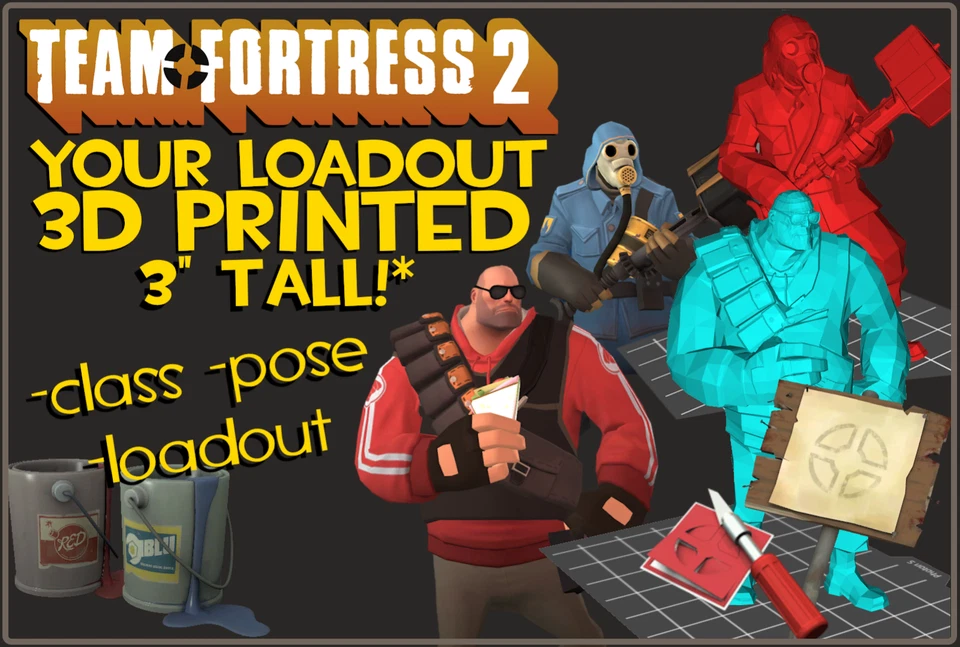 Team Fortress 2 Impresiones 3D Personalizadas Figura Mercancía Válvula NECA Foto 2 de 4