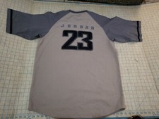 Vintage Nike Air Jordan Baseball Jersey Gray Grey Large basketball spell out 23