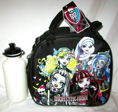 Monster High with Friends Black Lunch Bag&Water Bottle & Strap-New with Tags!
