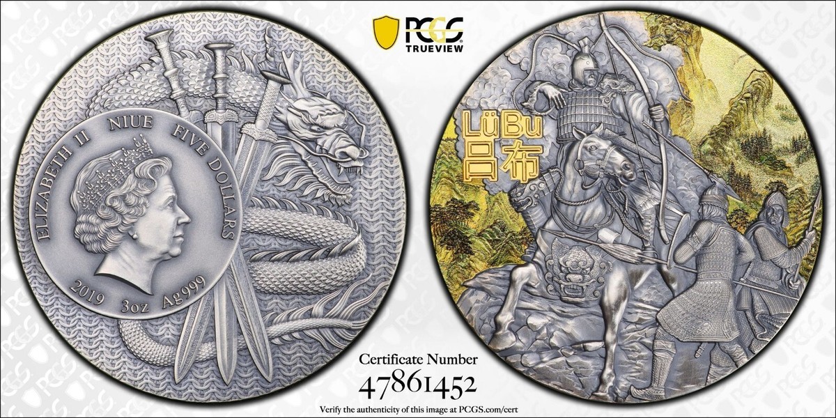 2019 3 Oz Silver $5 Niue LU BU Warriors of Ancient China
