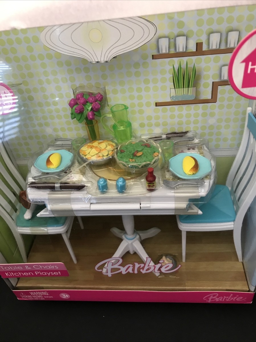 BARBIE TABLE CHAIRS KITCHEN PLAY-SET~NRF MINT SEALED BOX~HOME COLLECTION