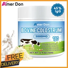 Premium Bovine Colostrum, Hair Growth, Gut Health Unflavored 140g/4.9oz 45% IgG